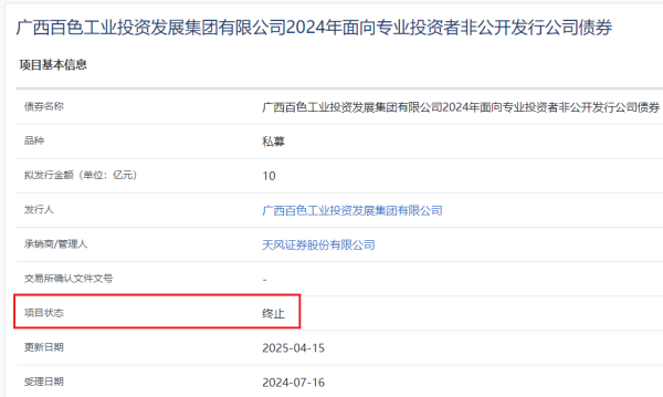 宝龙配资 广西百色工业投资发展集团10亿元公司债终止审核